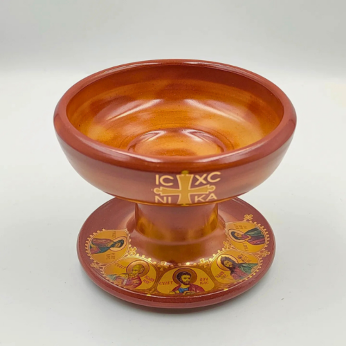 Räuchergefäß für zu Hause aus Keramik in Braun mit Golddruck