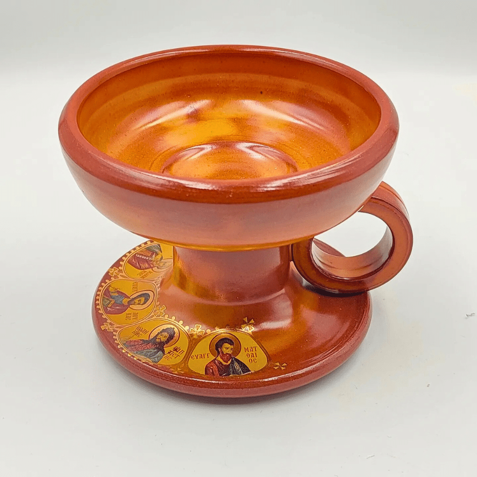 Räuchergefäß für zu Hause aus Keramik in Braun mit Golddruck