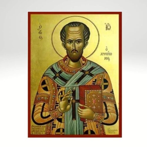 Sint Johannes de Chrysostomos verguld icoon 20X14cm