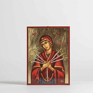 Дева Мария Eptaspathi 20X14cm дървени позлатени