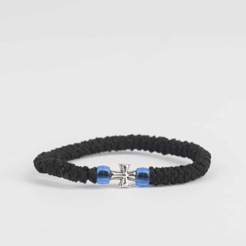 Bracelet chapelet perle bleu 33ari tricoté