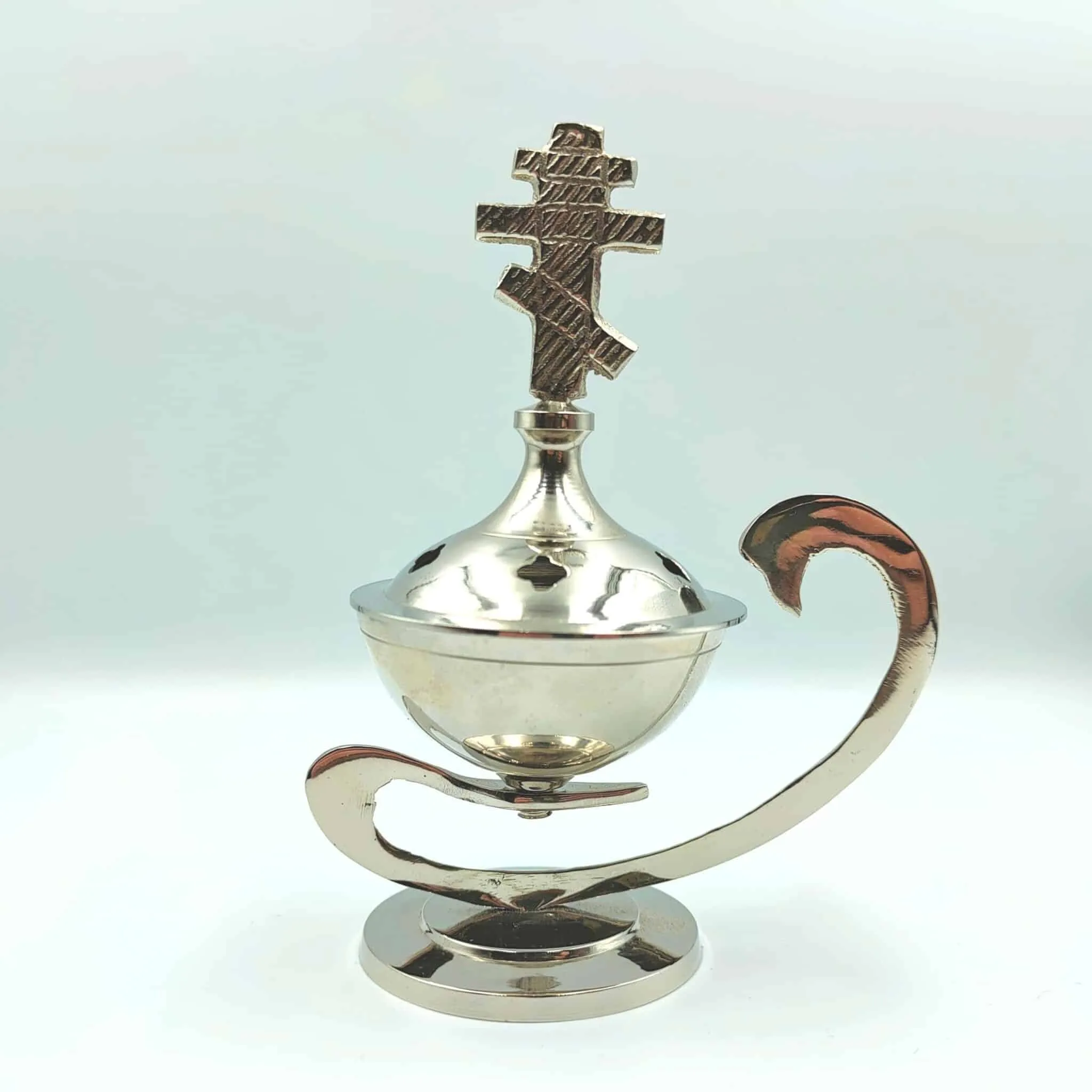 Bruciatore di incenso nichelato liscio