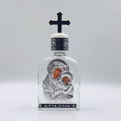 Consecration Bottle Glass Plaque with Virgin Mary Glykofilousa