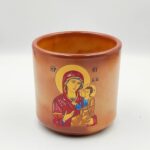 Καντήλι κεραμικό κούπα Θεομήτωρ – Σταυρός καφέ
