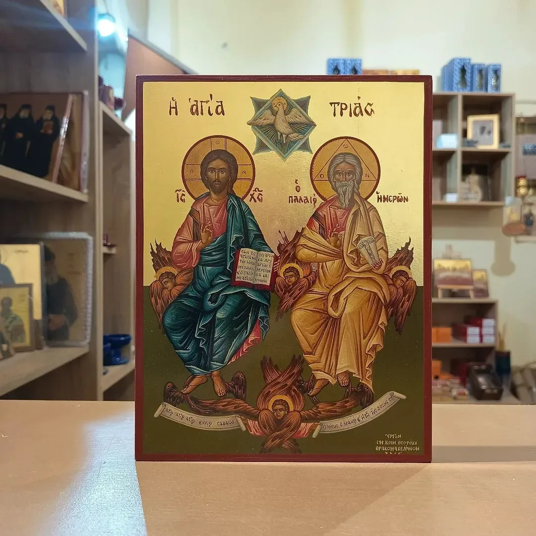 Εικόνα Αγίας Τριάδας Ξύλινη Χρυσωμένη