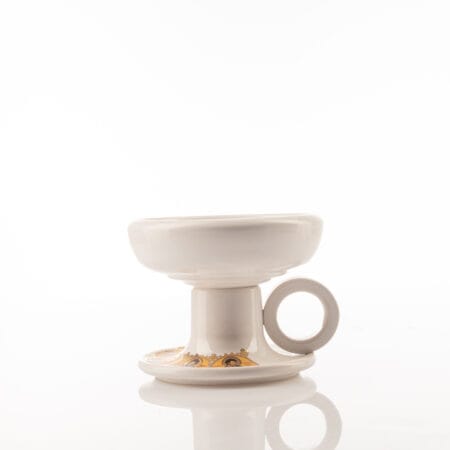 Θυμιατό Κεραμικό λευκό βαθύ με χρυσοτυπία