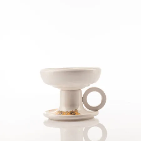 Керамичка дубоко бела кадионица са златним отиском