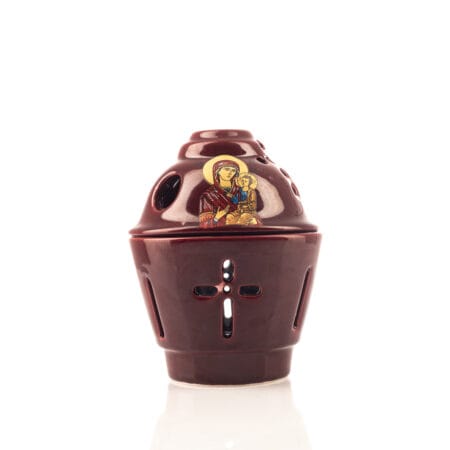 Καντήλι Πορφυρό Κεραμικό Θεομήτωρ με ποτηράκι