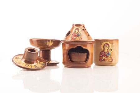 Πλήρες Σετ 4τμχ Κεραμικών Εκκλησιαστικών με Χρυσοτυπία