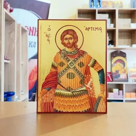Εικόνα Αγίου Αρτεμίου 20Χ14εκ ξύλινη χρυσωμένη