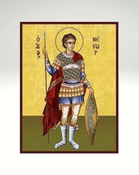 Εικόνα Αγίου Νέστωρα 20Χ14 Χρυσωμένη (Ξύλινη)