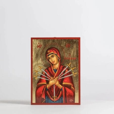 Βυζαντινή εικόνα Παναγία η Επτάσπαθη σε ξύλο MDF με χρύσωμα